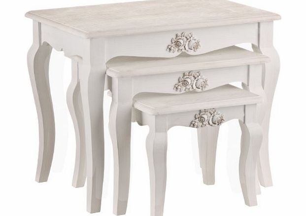 Premier Housewares Chic Nest of 3 Tables - Natural White