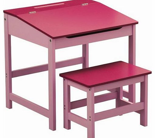 Childrens Desk and Stool Set - Pink