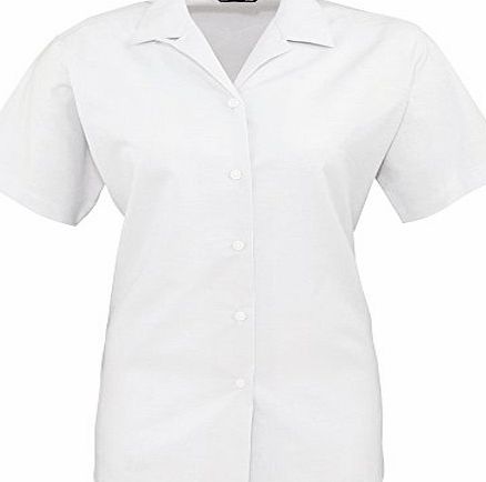 Ladies/Womens Short Sleeve Oxford Blouse / Plain Work Shirt (12) (White)