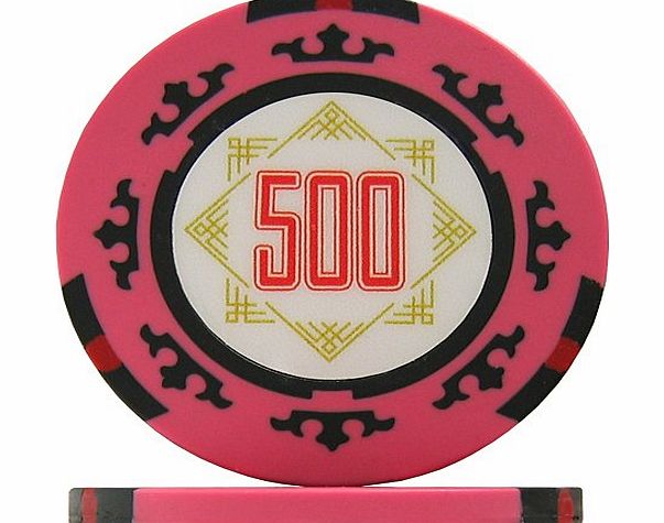 Premier Poker Chips Three Colour Crown Poker Chips - Pink 500 (Roll of 25)