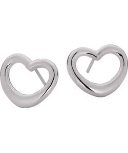 Premium Silver Sterling Silver Open Heart Stud Earrings