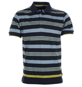 Navy Stripe Pique Polo Shirt