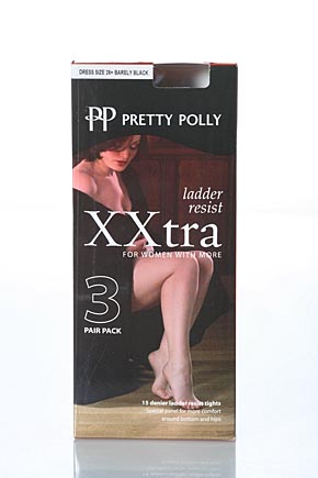 Pretty Polly Ladies 3 Pair Pretty Polly Xxtra Superfit Ladder Resist Tights In 3 Colours Barely Black
