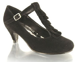 Priceless Fab T-Bar Court Shoe With Ruffle Effect