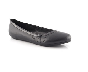 Priceless Fabulous Leather Look Ballerina Shoe With Flower Detail