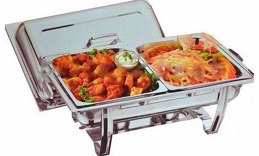 DOUBLE DELUXE CHAFING DISH SET FOOD WARMER BUFFET 2 FOOD PANS FUEL GEL TWIN NEW