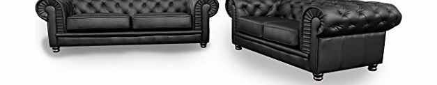 prima sofas Chesterfield Black 2 3 Pleated Leather Sofas