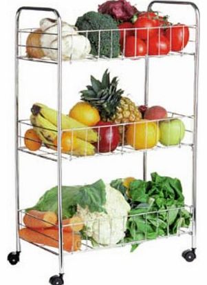 prime 3 Tier Kitchen Chrome Trolley Vegetable Storage Rack