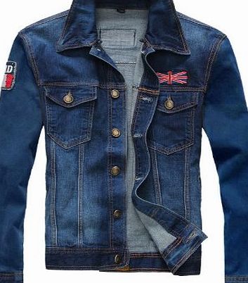 Prime Hot Sales mens Denim Jacket Fashion Mens Jacket Top Hoodies And Flag Style (Dark Wash Uk Flag, Large)