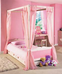 PRINCESS 4 Poster Single Bed with Drawer and Deluxe Matt