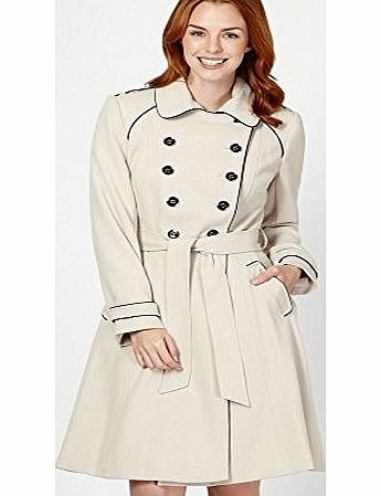Designer Natural Piped Double Breasted Military Coat 16