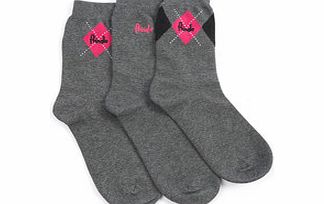 3pk Rachael grey cotton blend socks
