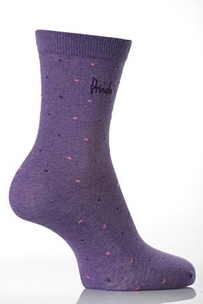 Pringle Ladies 2 Pair Pringle Dorothy Small Dots Pattern Sock Purple Marl