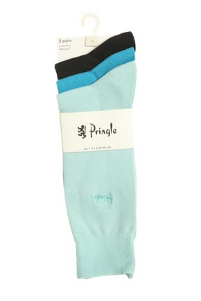 Mens 3 Pair Pringle Endrick Plain Trouser Sock Black / Cerise / Charcoal