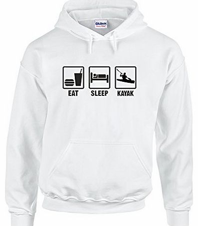 Print Wear Clothing Eat Sleep Kayak, Printed Hoodie - White/Black L