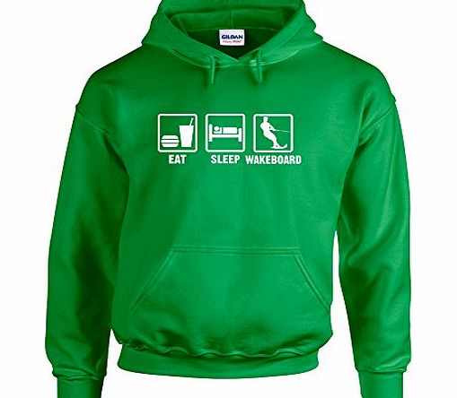 Print Wear Clothing Eat Sleep Wakeboard, Printed Hoodie - Irish Green/White XL