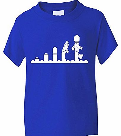 Print4U Evolution Of Lego Childrens T Shirt Age 5-6 Blue