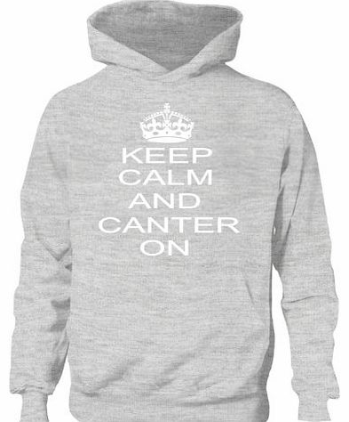 KEEP CALM & CANTER ON /HORSE FUNNY BOYS/GIRLS HOODIE~ 6 COLOURS 9-11 Grey