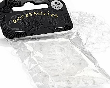 Pritties Accessories 250 Pack Clear Neoprene Bands Rubber Hair Bands