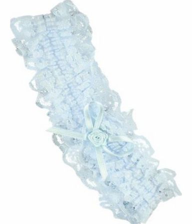 Blue Lace and Ribbon Bow Design Elasticated Garter - Bridal Wedding Accessories
