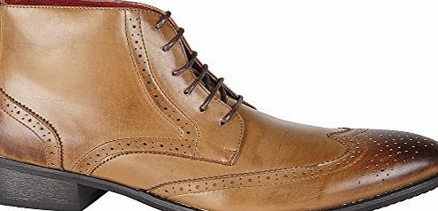Private Brand Mens Ankle Boots Formal Casual Brogue Shoes Italian Designer Style Leather Lined Shoe Size , [Tan], [UK 10/EU 44]