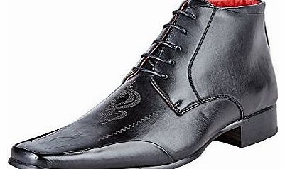Mens Italian Leather Lined Ankle Boots Designer Black Formal Casual Shoe Size , [Black], [ UK 6 / EU 40]