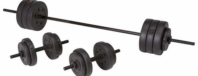 Pro Fitness Vinyl Barbell Dumbbell Set - 50kg