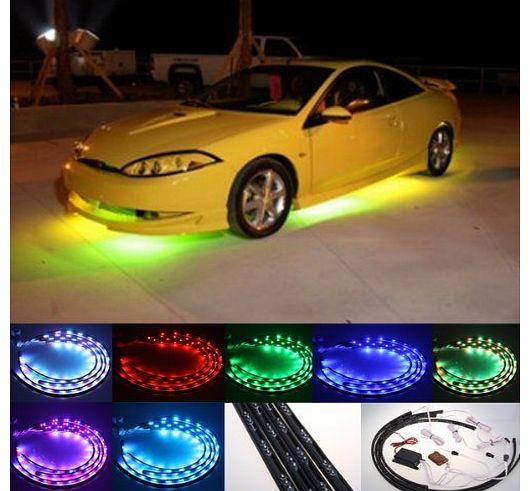 Amzdeal 7-Colors LED Undercar Neon Strip Underbody Under Car Body Light Kit