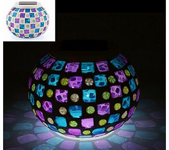 Color Changing Mosaic Garden Solar Night Light Waterproof Glass Globe Ball Table Flameless Light Lamp for Garden, Patio, Party, Yard, Balcony Outdoor/Indoor Decorations