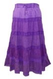 Eaonplus Purple Tiered Lined Cotton and Lace Skirt size size 30