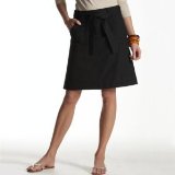 Linen/cotton mix, flared cut, knee-length skirt black 016