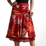Promod Rene derhy asymmetric skirt red print 020