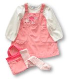 Promod Vanilla Park Soft Twill Lined Pinny, Cotton Top and Tights, Skirt sets, Girls, 2-3 years