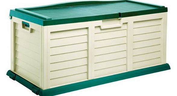 Plastic 390L Beige Garden Storage / Cushion Box / Shed with sit on lid