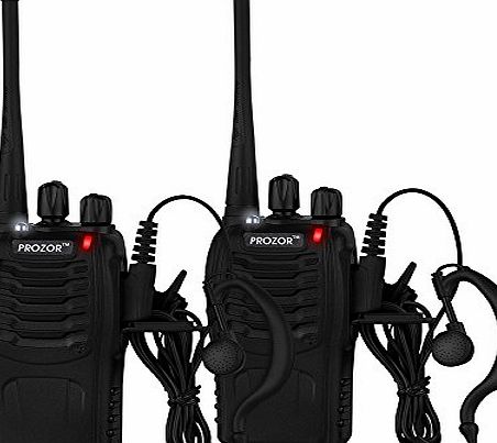 2 PCS Rechargeable Walkie Talkies Long Range - 2 Way UHF Radio Police Headset Headphone Built in LED Torch BF 888S
