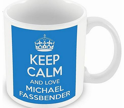 Keep Calm and Love Michael Fassbender (Light Blue) Mug / Cup (choose to personalise with any name, photo, message or colour) - Celebrity inspired fan tribute gift