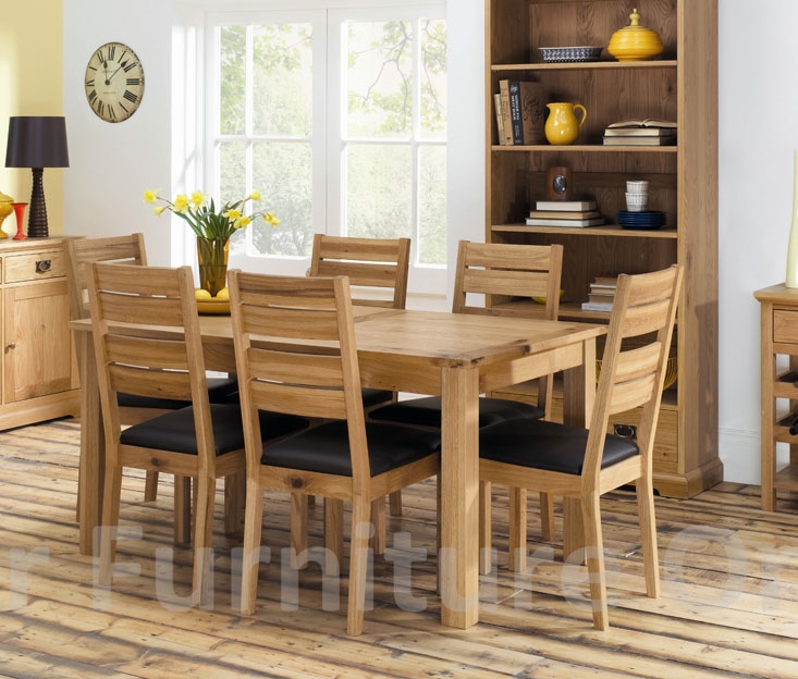 Provence Oak Fixed Dining Table and 6 Slatted