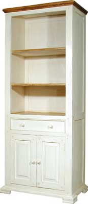 PAINTED BOOKCASE WITH CUPBOARDS AND