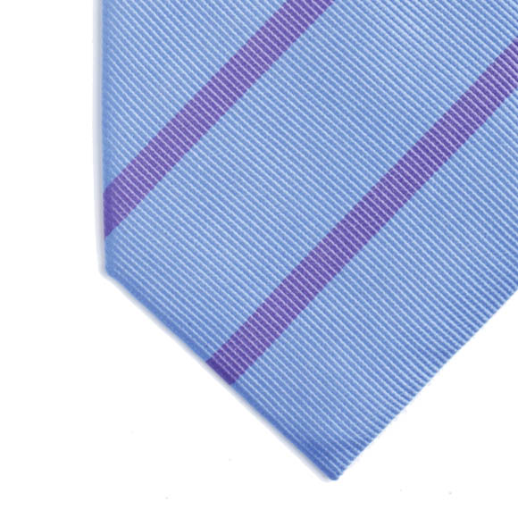 Prowse and Hargood Blue & Pink Hexham Stripe Woven Tie