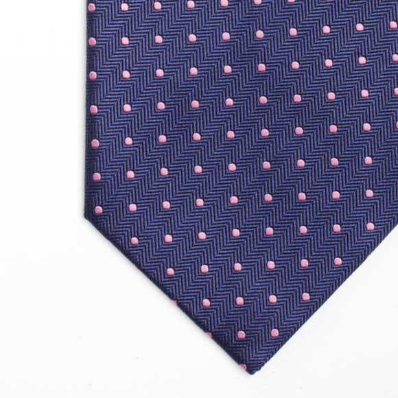 Prowse and Hargood Blue & Pink Kennford Spot Woven Silk Tie