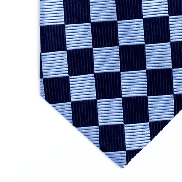 Prowse and Hargood Blue Chequerboard Handmade Woven Tie