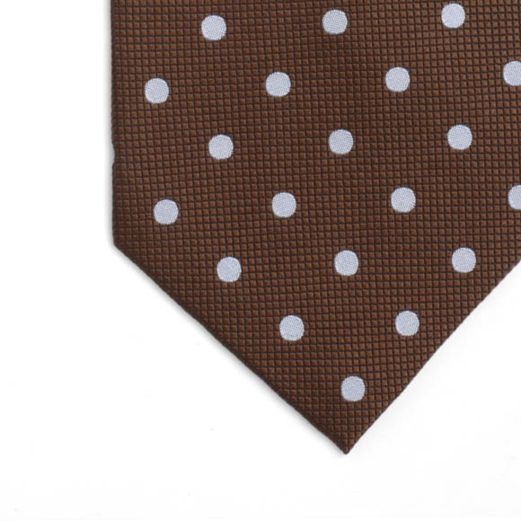 Prowse and Hargood Brown & Blue Whitchurch Spot Woven Silk Tie