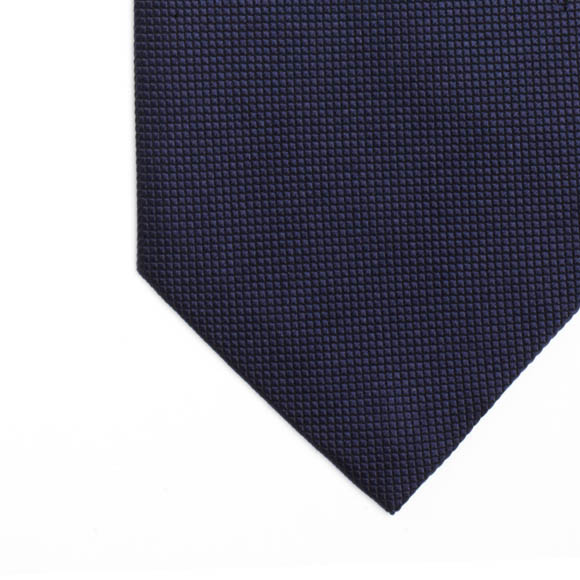 Prowse and Hargood Navy Panama Woven Silk Tie