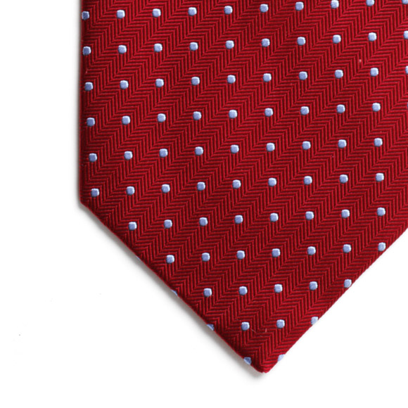 Prowse and Hargood Red & Blue Kennford Spot Woven Silk Tie