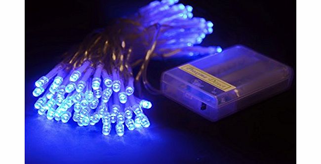 Proxima Direct? 50 LED Blue Battery Operated String Fairy Lights ideal for Wedding, Christmas Tree, Birthday Party - last 60 hours with Pound shop batteries, Blue, 50 LEDs