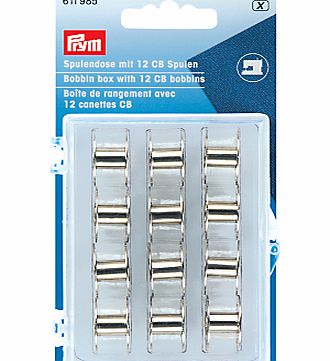 Prym Bobbin Box with 12 x CB Metal Bobbins