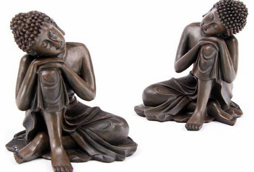 Puckator Wood Effect Thai Buddha, Head on Knee