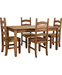 Puerto Rico Dining Table and 4 Chairs - Dark Pine