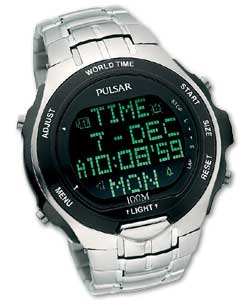 Gents LCD World Timer Watch