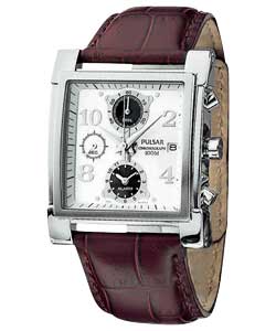 pulsar Gents Square Dial Leather Strap
